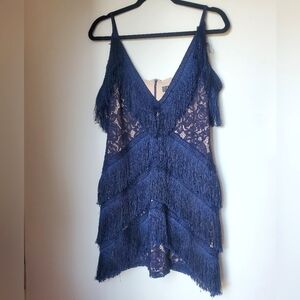 Size 12 Missguided NWT blue fringe flapper mini dress